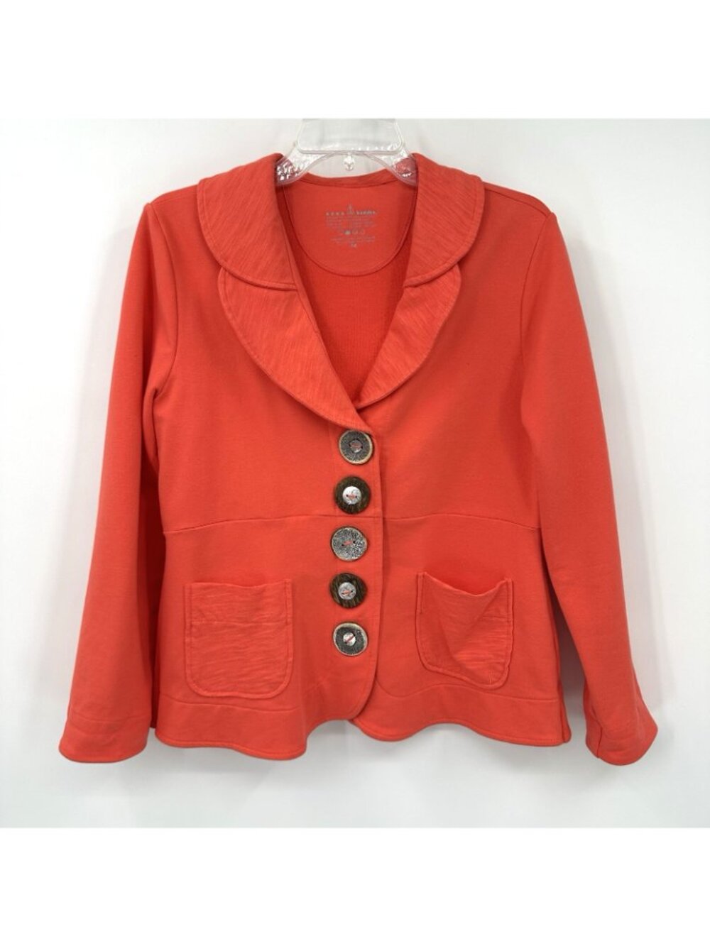 NEON BUDDHA jacket blazer orange PM petite lagenlook art teacher artsy organic - Picture 2 of 8